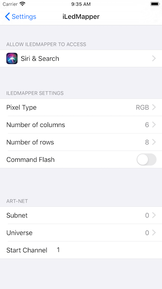 iLedMapper Settings